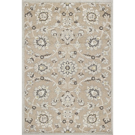 Homeroots 5 ft. 3 in. x 7 ft. 7 in. UV-Treated Polypropylene Beige & Grey Area Rug 354069